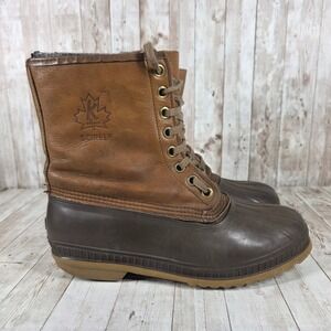 Sorel Men's Brown Leather Rubber Duck Boots Lace Up‎ Winter Snow Size 11